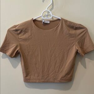 Zara Taupe Nude Stretchy Crop Top Size Small